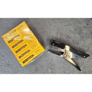 Swingline Chrome Plier Stapler with 6 Boxes Bostitch 1/4 Inch Staples